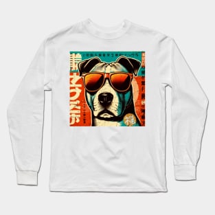 Retro Magazine Cover: Dog with Sunglasses and Vintage Style Long Sleeve T-Shirt